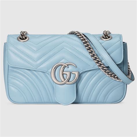 borsa in pelle logo gucci azzurra|Gucci Mini borsa a spalla GG Emblem.